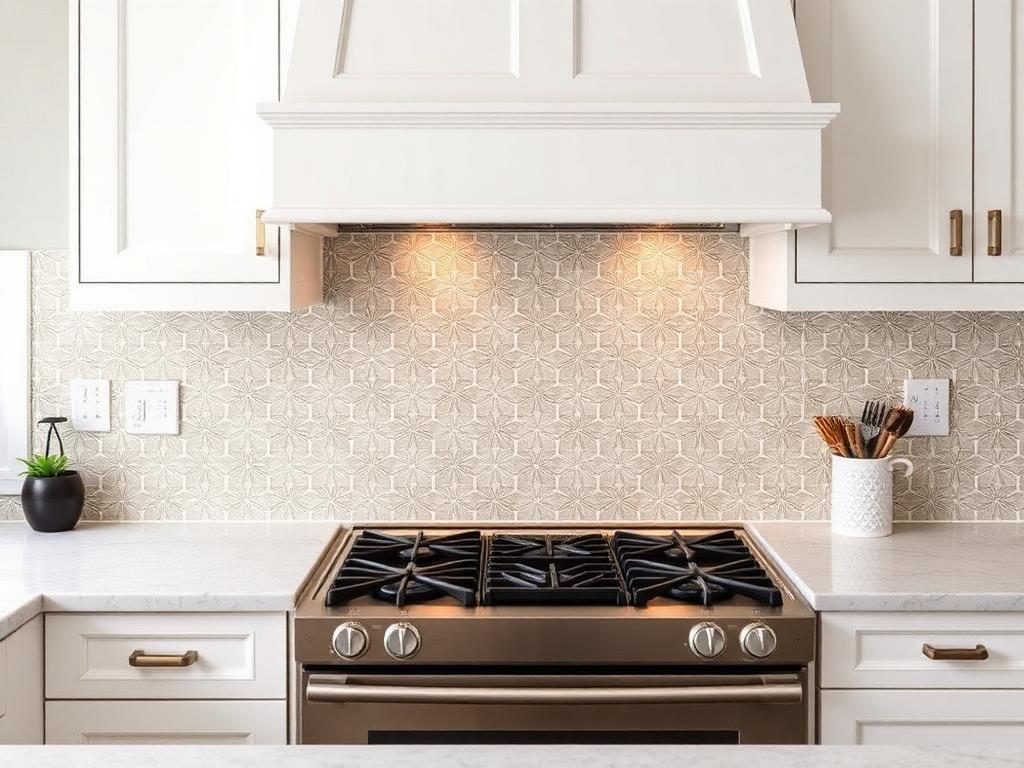 Kitchen with intricate mosaic tile backsplash