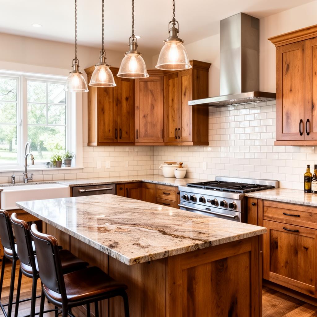 Modern kitchen with custom subway tile backsplash